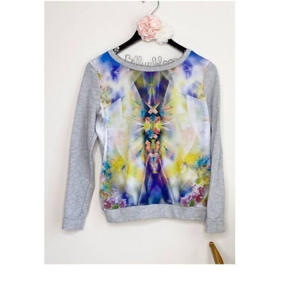 BAR III Gray Tie Dye knit Sweatshirt Sweater MEDIUM